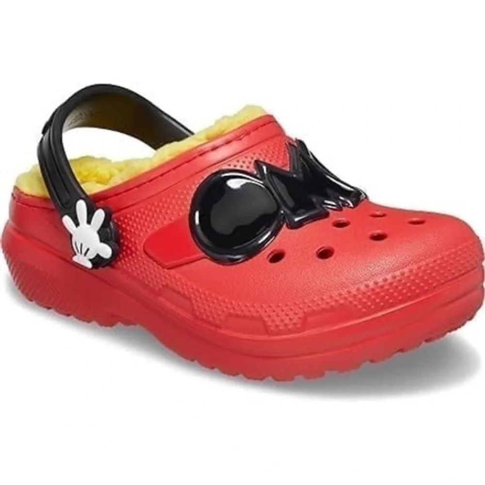 Crocs Mickey‎ Mouse Classic Lined Clogs Red Yellow Disney OMG Jibbitz Kids J5